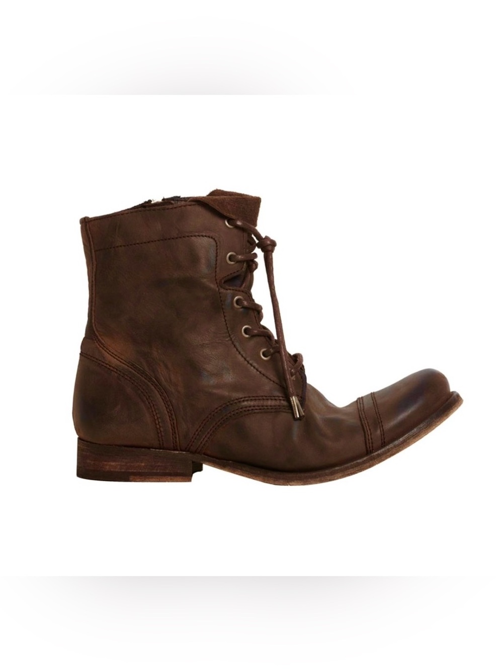 AllSaints Leather Boots Brown Cropped Military Biker Zip UK 10 EU 44 US 11 men’s